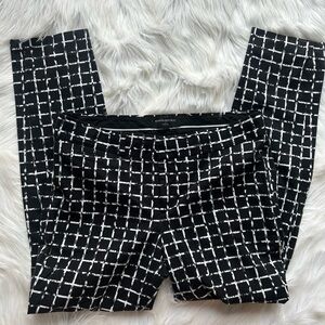 Banana Republic Sloan Fit Black White Grid Print Pants Work Business Casual Slim